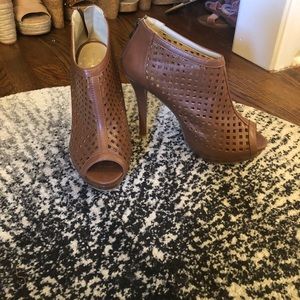 Brown caged booties